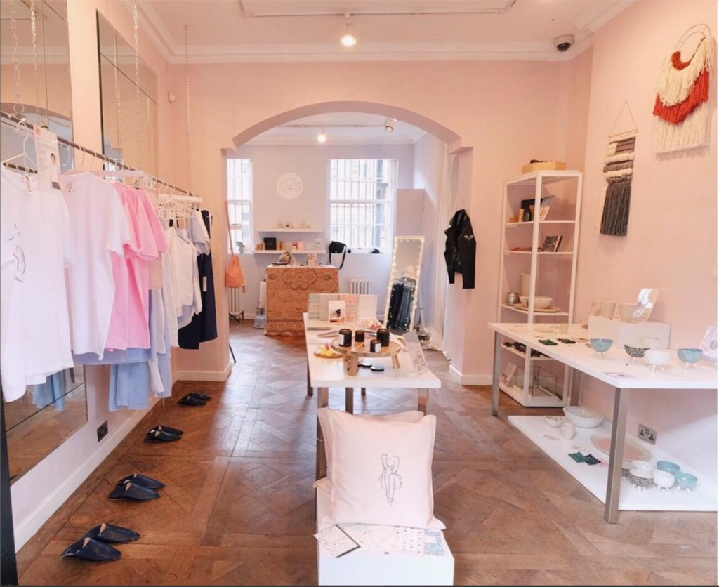 Soror Studios pop-up boutique interior with curated fashion and accessories from female designers
