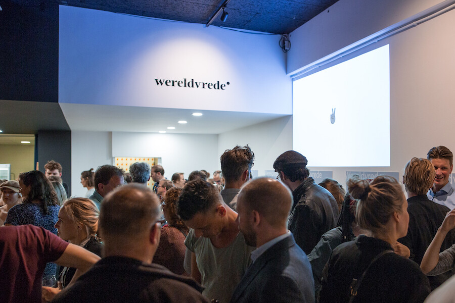 Crowd attending a pop up store opening event