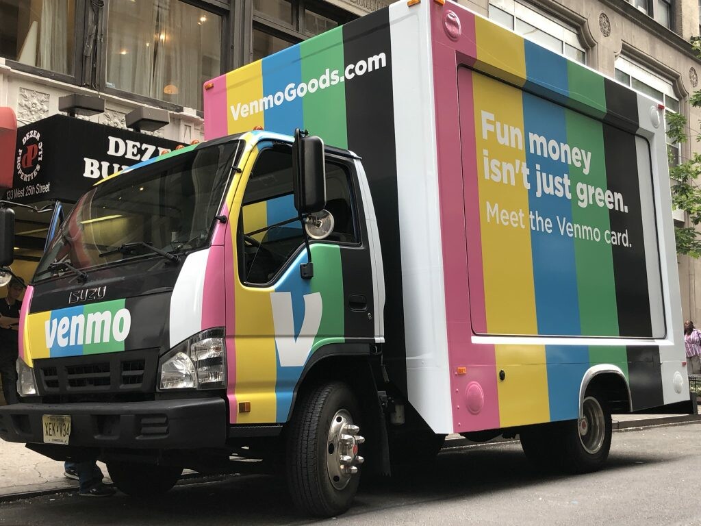 Venmo debit card truck pop up in NYC